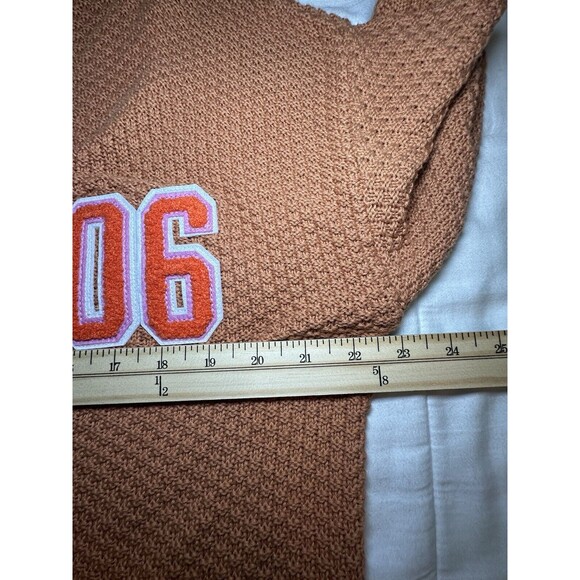 AERIE Oversized Varsity Letterman‎ Boyfriend Button Up Cardigan Orange XS NWT - Picture 11 of 11